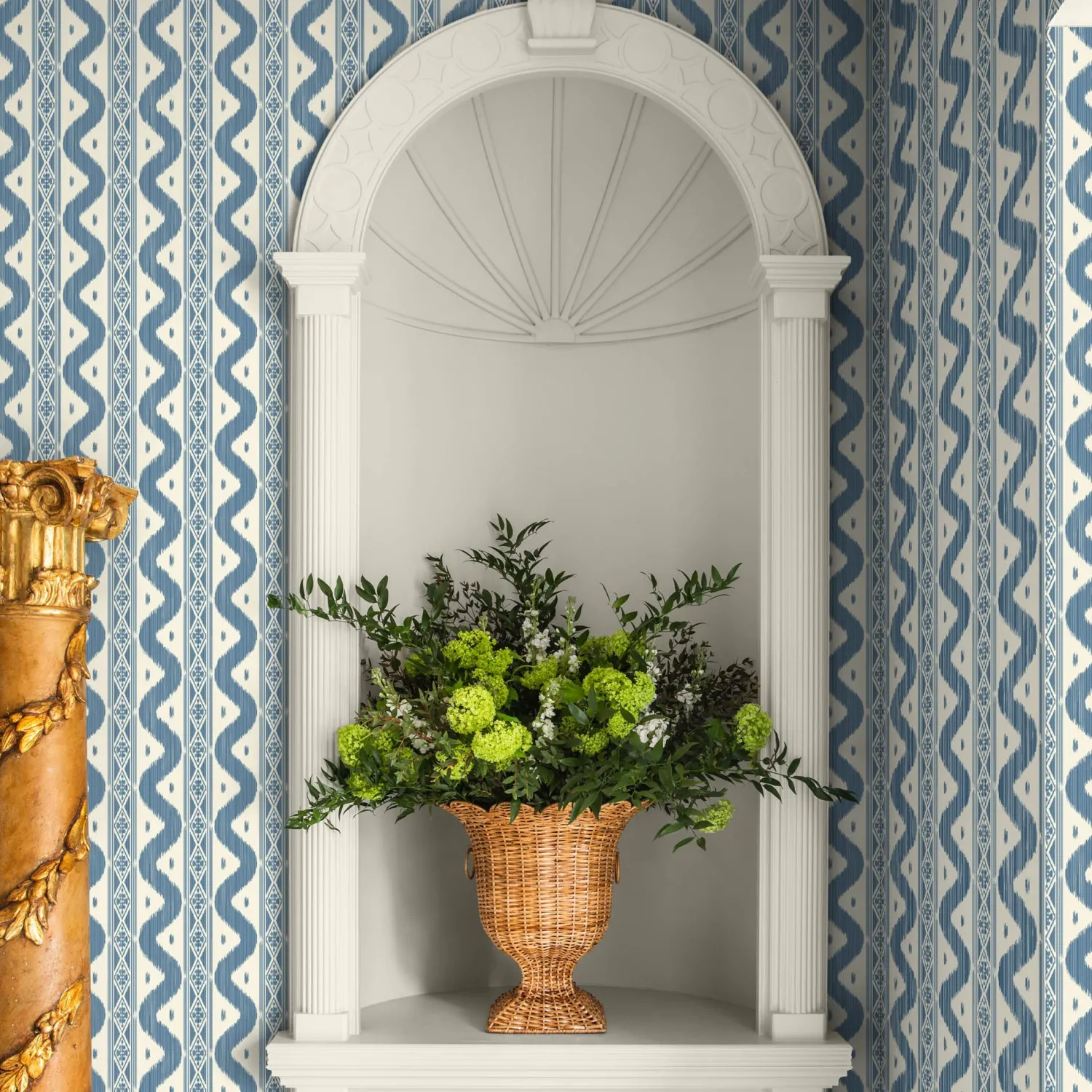 Mrs. Alice Blue Ikat Stripe Wallpaper< Serena Fresson Wallpapers