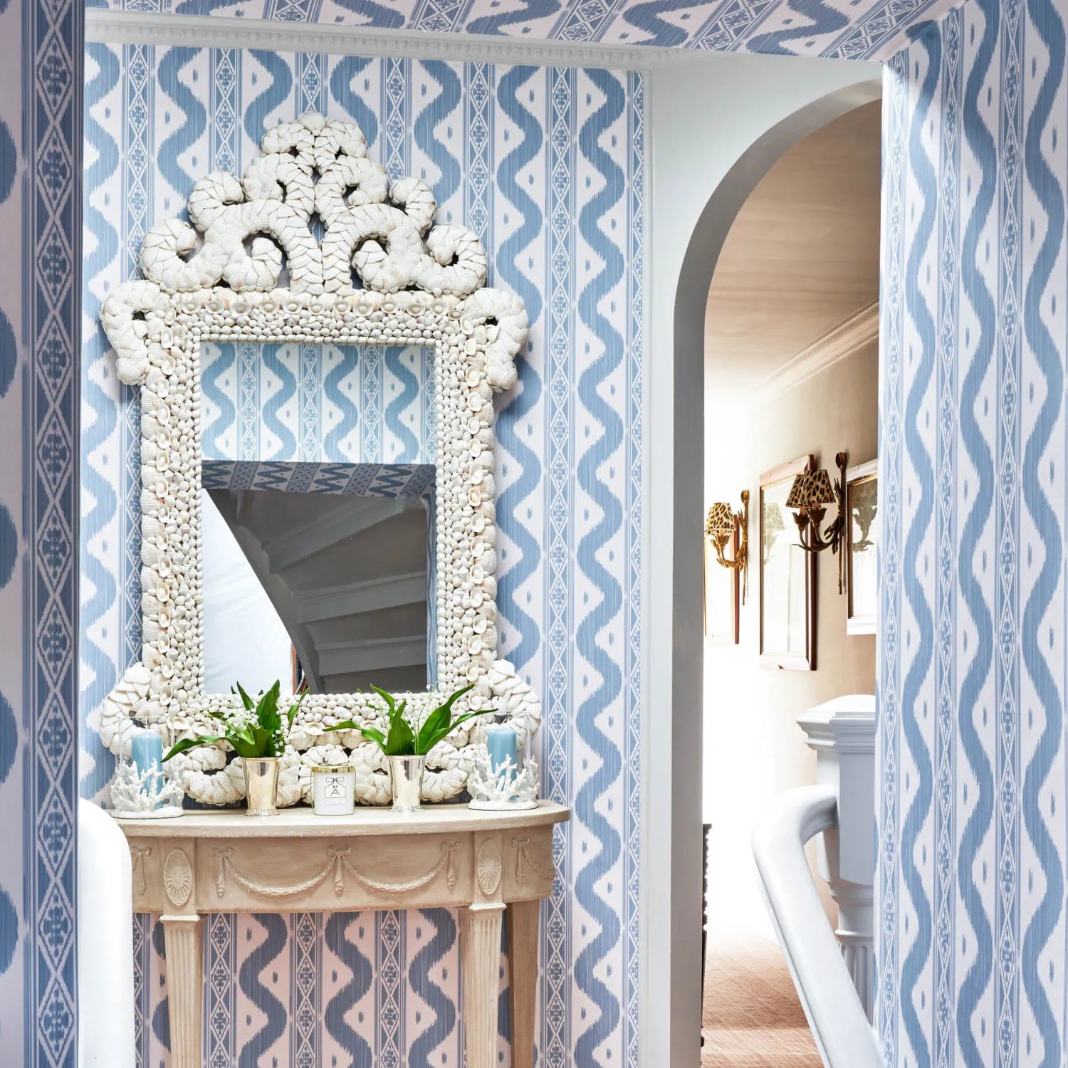 Mrs. Alice Blue Ikat Stripe Wallpaper< Serena Fresson Wallpapers