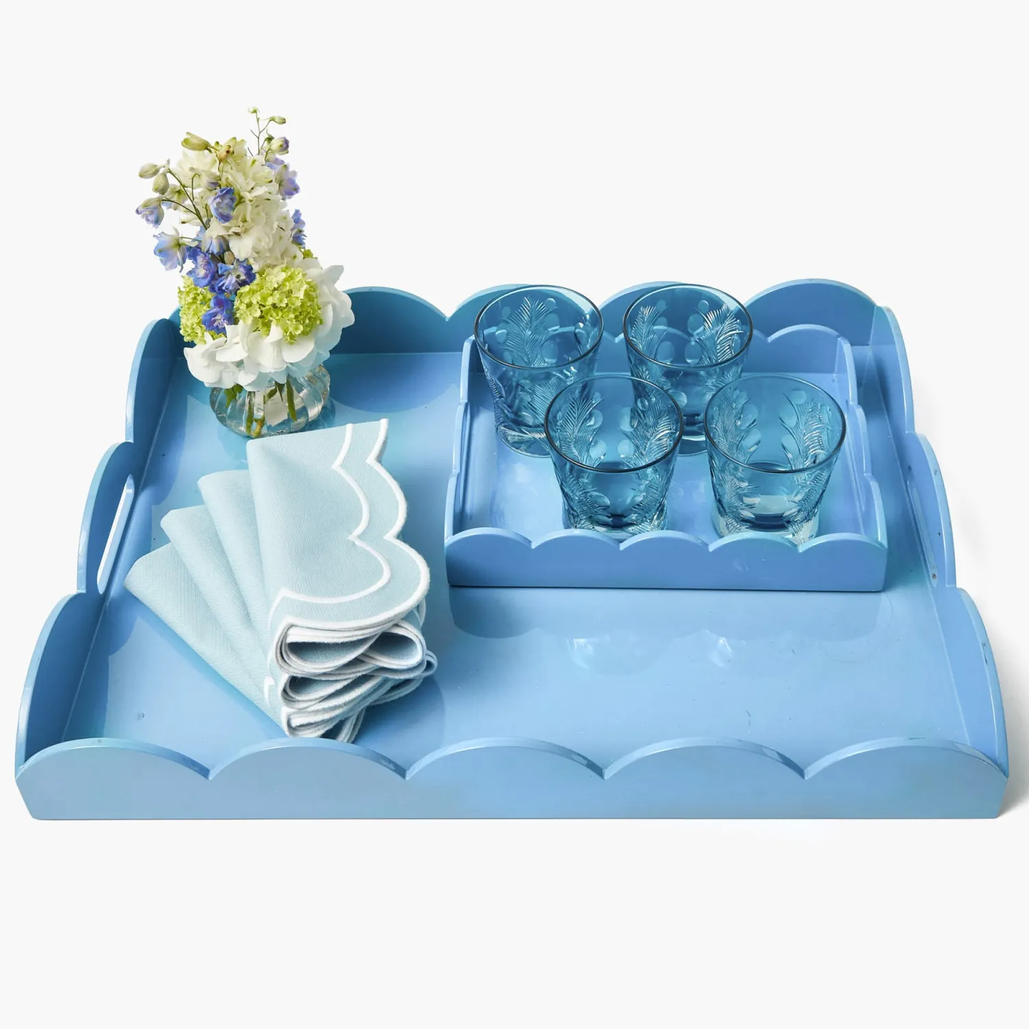 Mrs. Alice Blue Lacquer Trayscape< Trays | Mrs. Alice Monogram