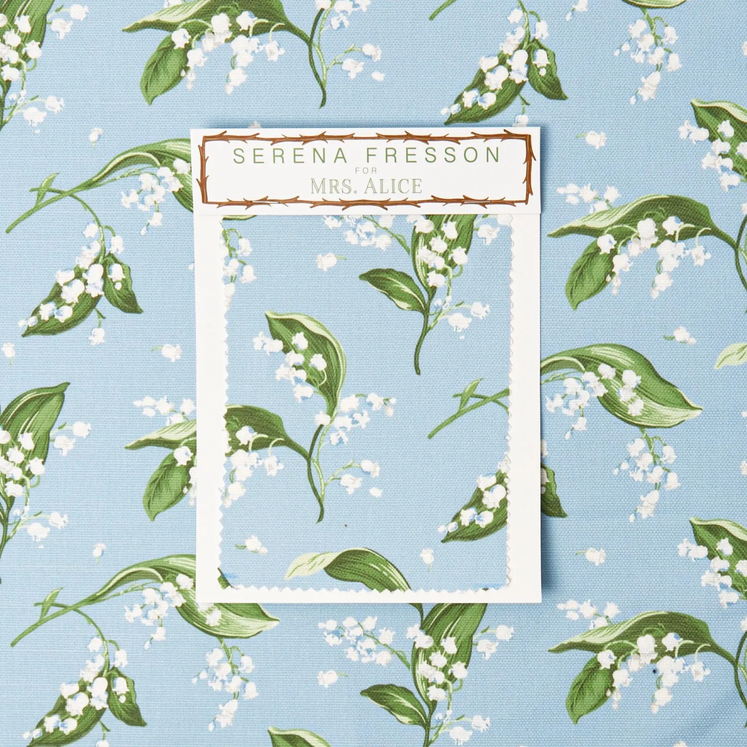 Mrs. Alice Blue Lily of the Valley Fabric< Serena Fresson Fabrics
