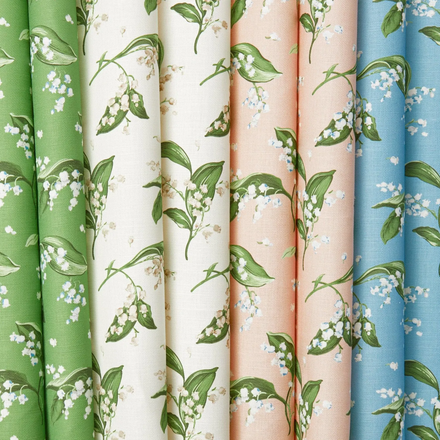 Mrs. Alice Blue Lily of the Valley Fabric< Serena Fresson Fabrics