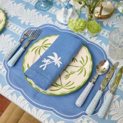 Mrs. Alice Blue Linen Eloise Placemats & Palm Tree Napkins (Set of 4)< Summer Table Linen
