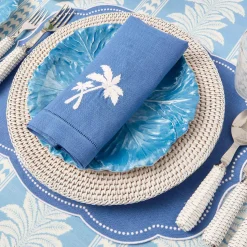 Mrs. Alice Blue Linen Eloise Placemats & Palm Tree Napkins (Set of 4)< Summer Table Linen