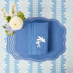 Mrs. Alice Blue Linen Eloise Placemats & Palm Tree Napkins (Set of 4)< Summer Table Linen