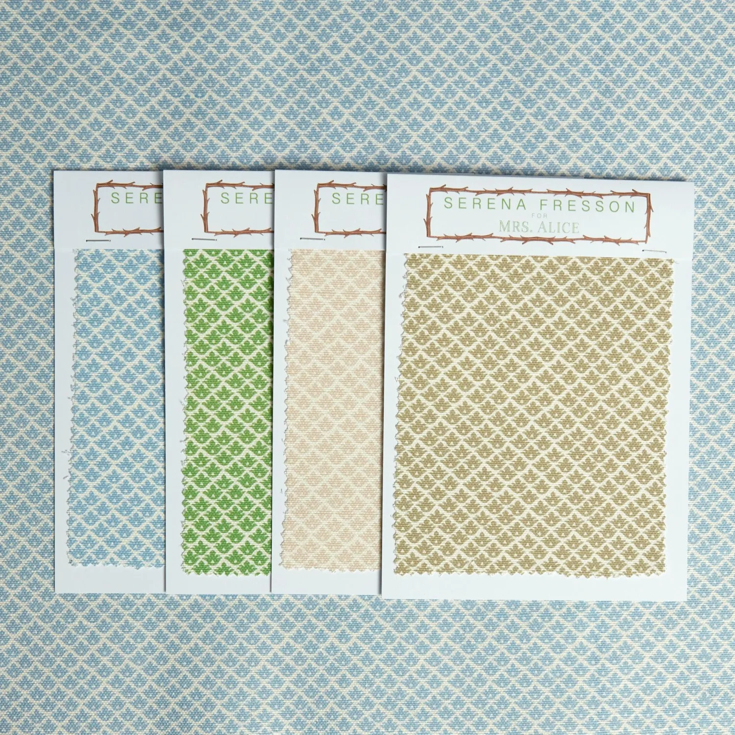 Mrs. Alice Blue Lotus Flower Fabric< Serena Fresson Fabrics