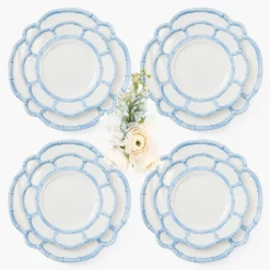 Mrs. Alice Blue Melamine Bamboo Dinner & Starter Plates (Set of 8)< Crockery Sets