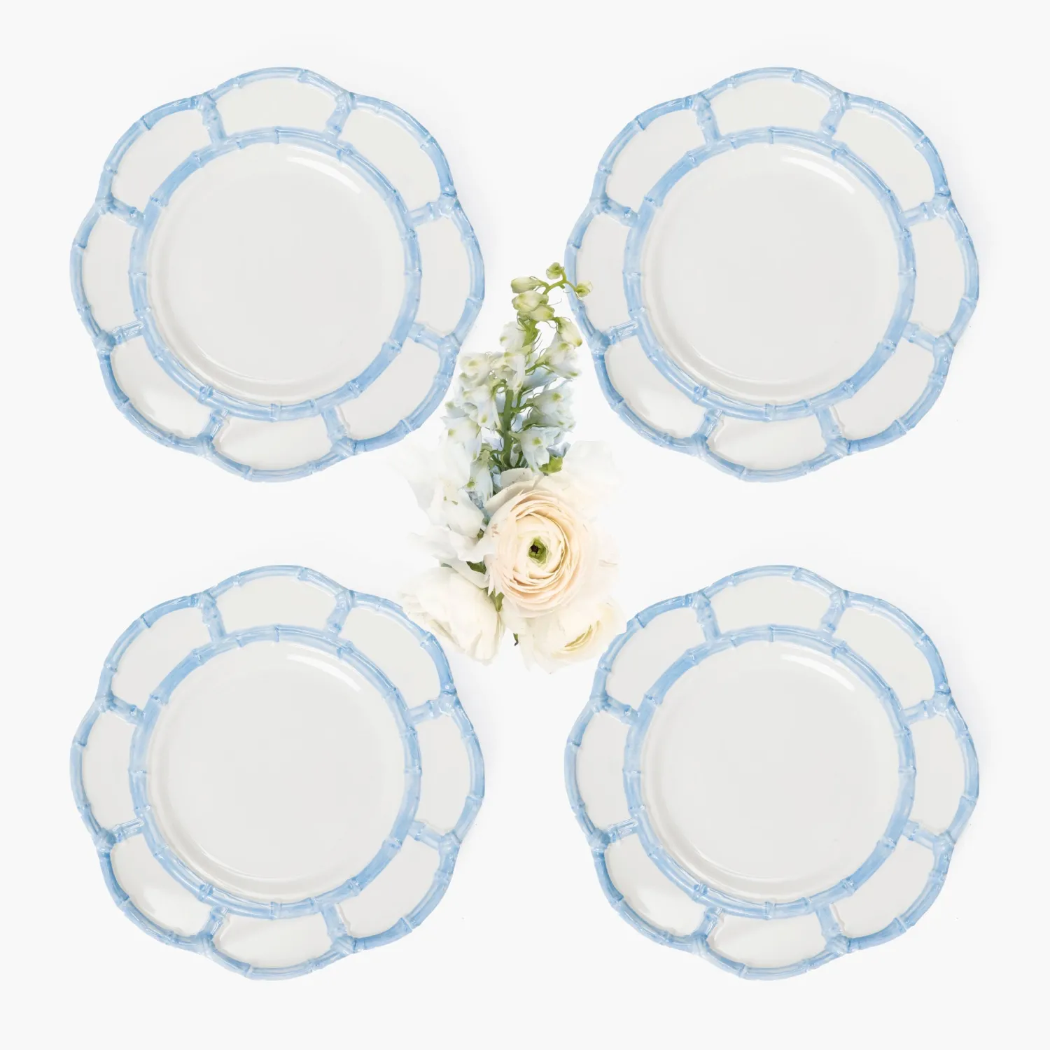 Mrs. Alice Blue Melamine Bamboo Starter Plates (Set of 4)< Starter Plates | Crockery Sets