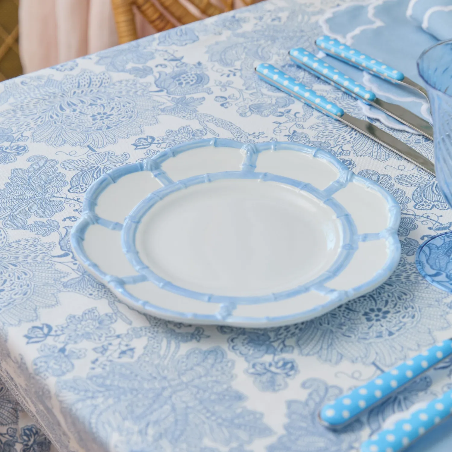 Mrs. Alice Blue Melamine Bamboo Starter Plates (Set of 4)< Starter Plates | Crockery Sets