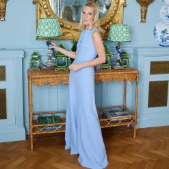 Mrs. Alice Blue Parrot Lamp with Green Ikat Shade (30cm)< Corded Table Lamps