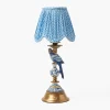Mrs. Alice Blue Parrot Rechargeable Lamp with Blue Lotus Deep Scallop Shade (18cm)< Rechargeable Table Lamps | Summer Lighting