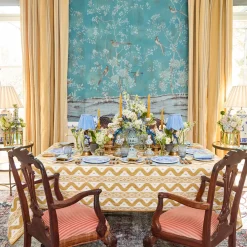 Mrs. Alice Blue Parrot Rechargeable Lamp with Blue Lotus Deep Scallop Shade (18cm)< Rechargeable Table Lamps | Summer Lighting