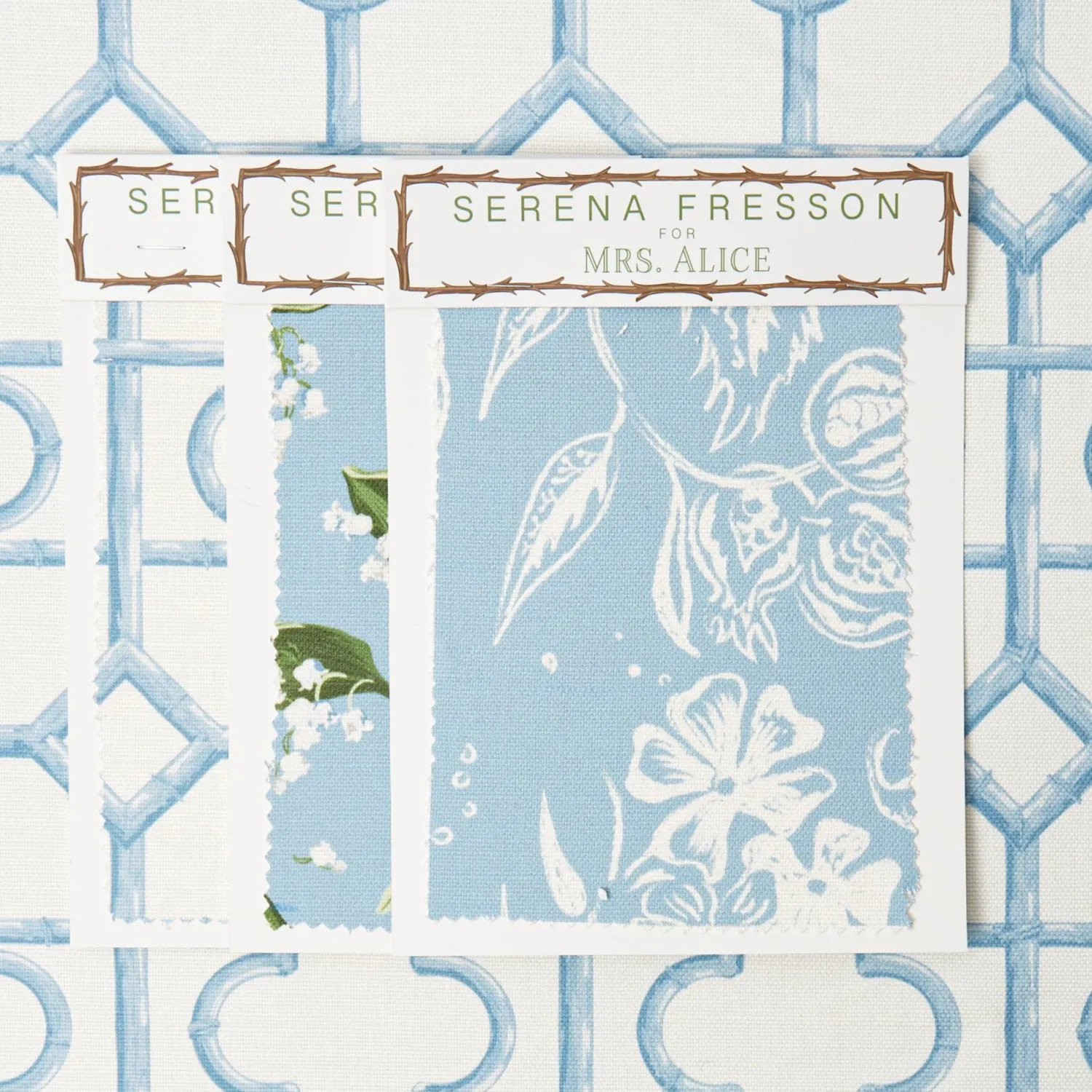 Mrs. Alice Blue Shaded Bamboo Fabric< Serena Fresson Fabrics