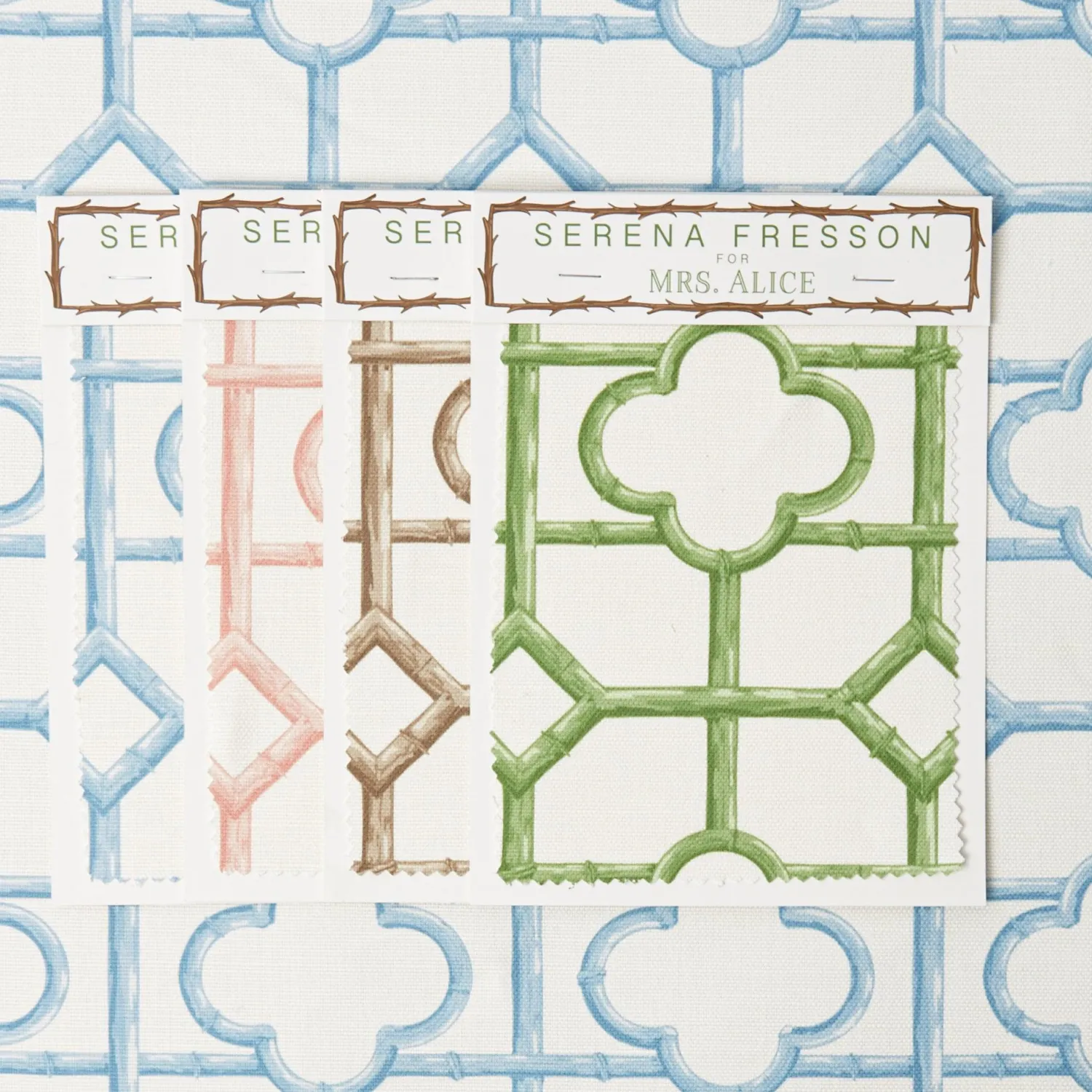 Mrs. Alice Blue Shaded Bamboo Fabric< Serena Fresson Fabrics