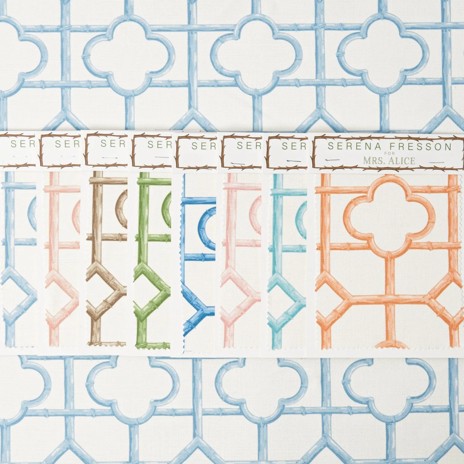 Mrs. Alice Blue Shaded Bamboo Fabric< Serena Fresson Fabrics