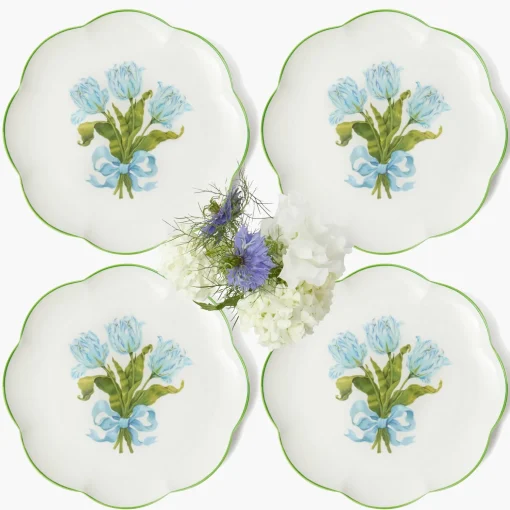 Mrs. Alice Blue Tulip Dinner Plates (Set of 4)< Summer Crockery | Dinner Plates