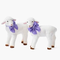 Mrs. Alice Bo Peep Lambs with Purple Bows (Pair)< Spring Decorations
