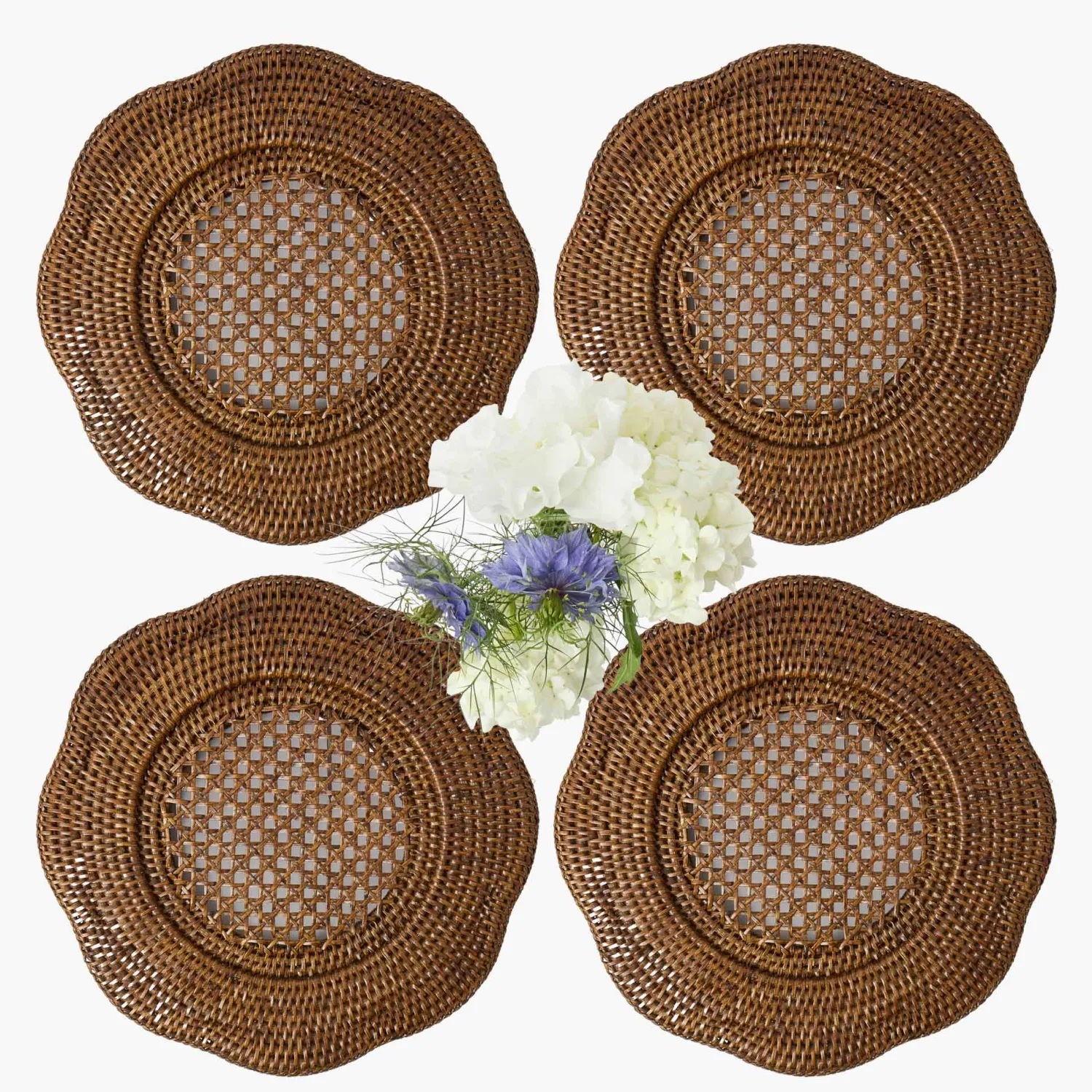 Mrs. Alice Brown Scalloped Rattan Charger Plates (Set of 4)< Summer Table Linen | Placemats