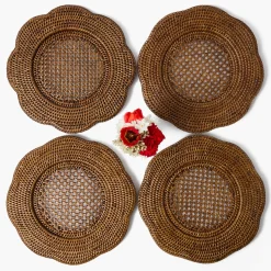 Mrs. Alice Brown Scalloped Rattan Charger Plates (Set of 4)< Summer Table Linen | Placemats