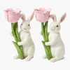 Mrs. Alice Bunny with Pink Tulip (Pair)< Spring Decorations