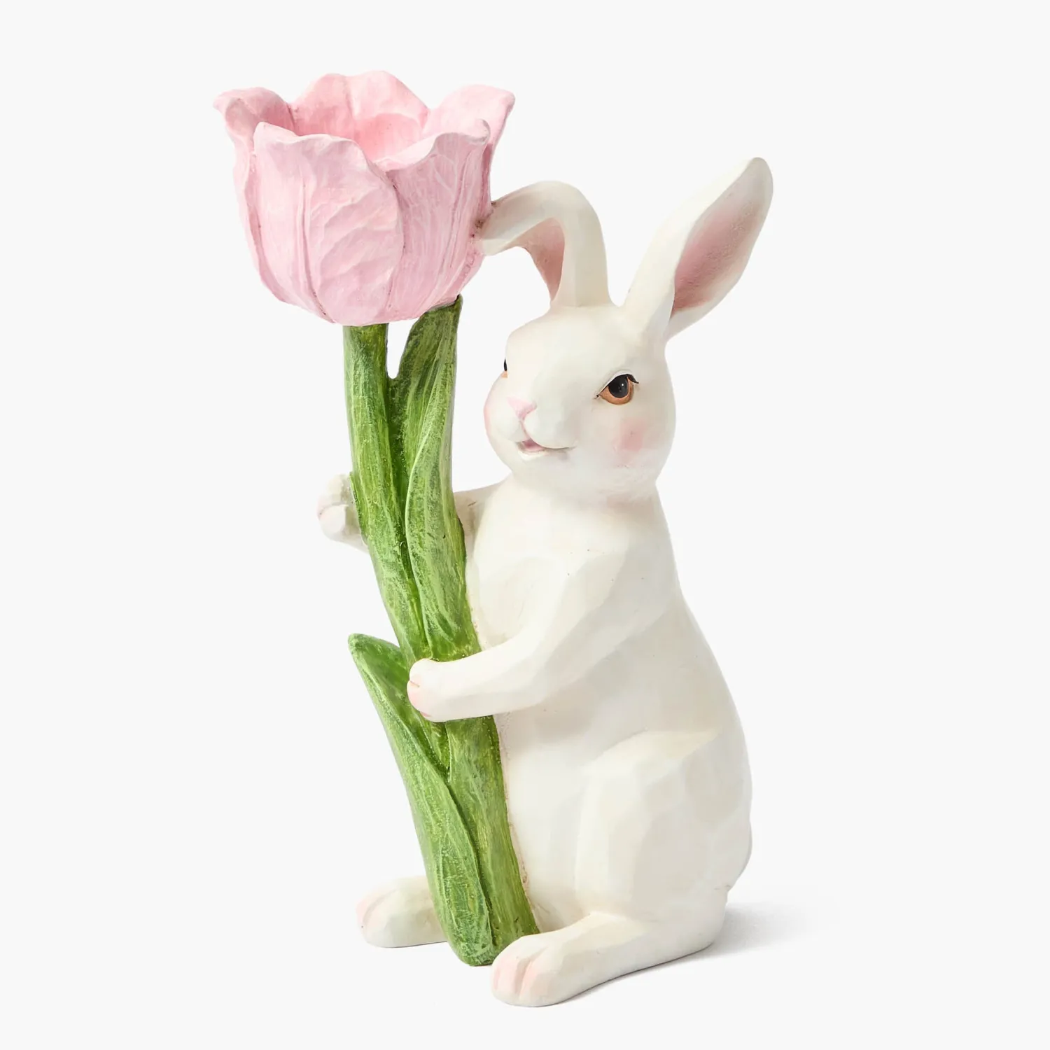 Mrs. Alice Bunny with Pink Tulip (Pair)< Spring Decorations