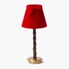 Mrs. Alice Burnt Bamboo Rechargeable Lamp with Red Velvet Bow Shade (18cm)< Rechargeable Table Lamps