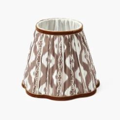 Mrs. Alice Burnt Bamboo Rechargeable Lamp with Chocolate Ikat Shade (18cm)< Rechargeable Table Lamps | Summer Lighting