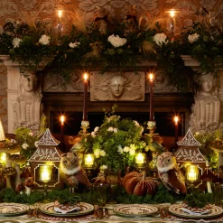 Mrs. Alice Burnt Bamboo Rechargeable Lamp with Chocolate & Olive Lotus Shade (18cm)< Rechargeable Table Lamps