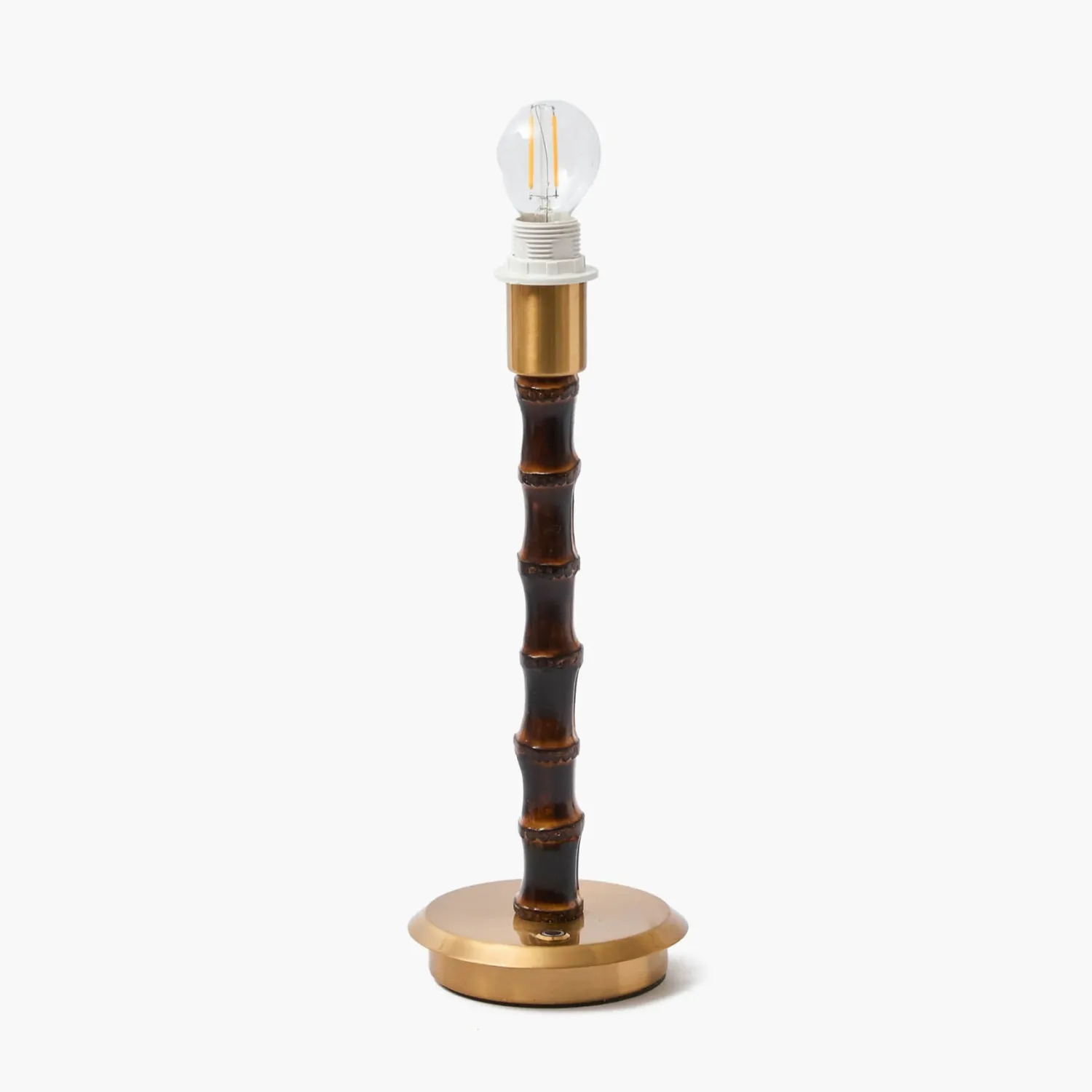 Mrs. Alice Burnt Bamboo Rechargeable Lamp with Chocolate Ikat Shade (18cm)< Rechargeable Table Lamps | Summer Lighting