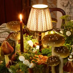 Mrs. Alice Burnt Bamboo Rechargeable Lamp with Chocolate & Olive Lotus Shade (18cm)< Rechargeable Table Lamps