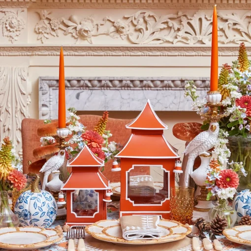 Mrs. Alice Burnt Orange Pagoda Lantern< Year-round Decorations | Autumn Decorations