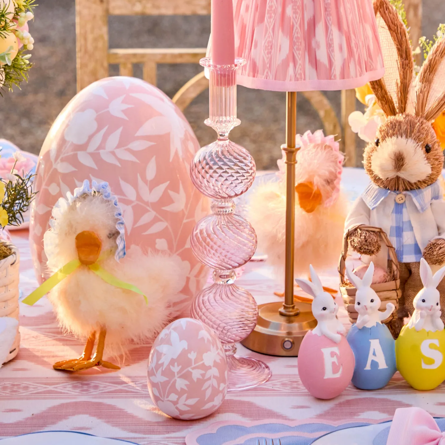 Mrs. Alice Camille Peony Candle Holder (Pair)< Summer Glassware | Summer Candleware