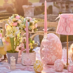 Mrs. Alice Camille Peony Candle Holder (Pair)< Summer Glassware | Summer Candleware