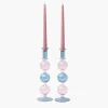 Mrs. Alice Camille Pink & Blue Candle Holder (Pair)< Candle Holders
