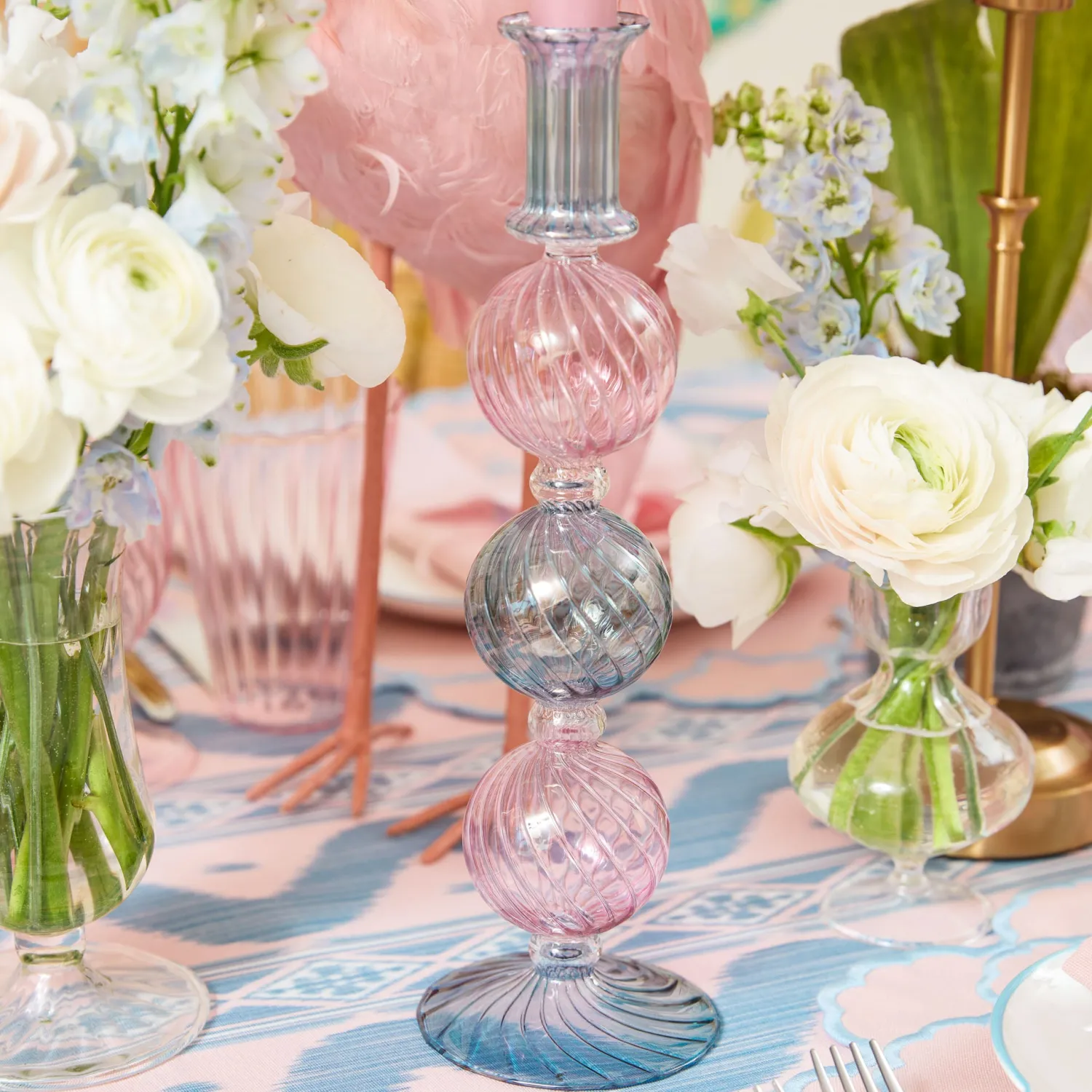 Mrs. Alice Camille Pink & Blue Candle Set< Candles | Candlescapes