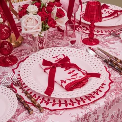 Mrs. Alice Camille Red Ribboned Candlescape (Pink)< Candles | Candlescapes