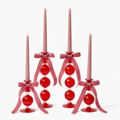 Mrs. Alice Camille Red Ribboned Candlescape (Pink)< Candles | Candlescapes