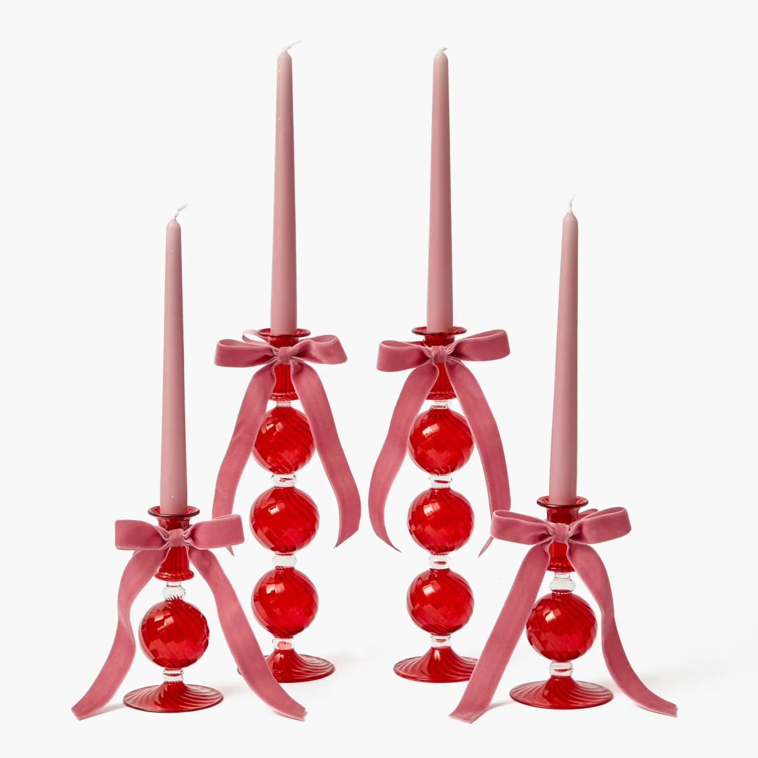 Mrs. Alice Camille Red Ribboned Candlescape (Pink)< Candles | Candlescapes