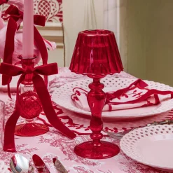 Mrs. Alice Camille Red Ribboned Candlescape (Pink)< Candles | Candlescapes