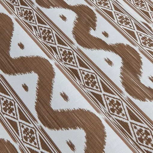 Mrs. Alice Chestnut Brown Ikat Stripe Fabric< Serena Fresson Fabrics