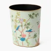 Mrs. Alice Chinoiserie Oval Tole Waste Paper Bin< For Her | Gorgeous Green