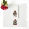 Mrs. Alice Christmas Tree White Linen Napkins (Set of 4)< Napkins