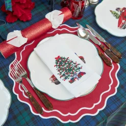 Mrs. Alice Christmas Tree White Linen Napkins (Set of 4)< Napkins