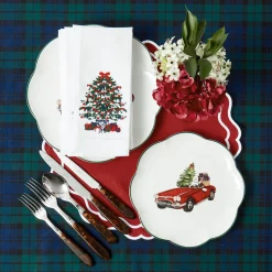 Mrs. Alice Christmas Tree White Linen Napkins (Set of 4)< Napkins