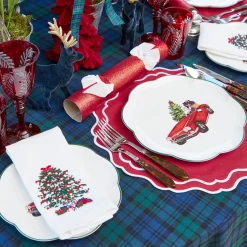 Mrs. Alice Christmas Tree White Linen Napkins (Set of 4)< Napkins