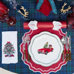 Mrs. Alice Christmas Tree White Linen Napkins (Set of 4)< Napkins