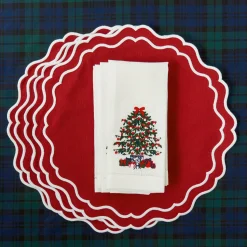 Mrs. Alice Christmas Tree White Linen Napkins (Set of 4)< Napkins