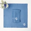 Mrs. Alice Coral Blue Linen Napkins (Set of 4)< Summer Table Linen | Napkins
