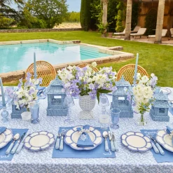 Mrs. Alice Coral Blue Linen Napkins (Set of 4)< Summer Table Linen | Napkins