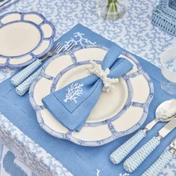 Mrs. Alice Coral Blue Linen Napkins (Set of 4)< Summer Table Linen | Napkins