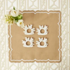 Mrs. Alice Coral Napkin Ring (Set of 4)< Napkin Rings & Bows